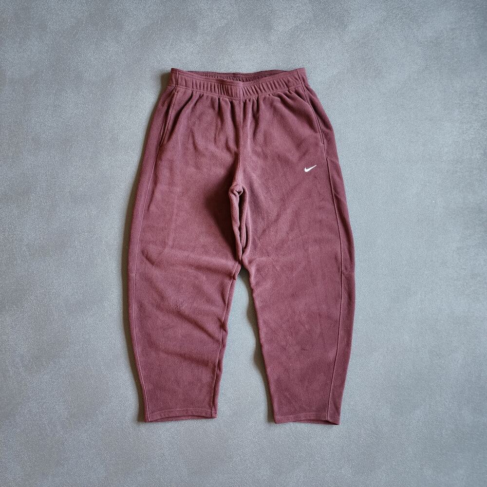 Nike Therma Fit Mini Side Swoosh Burgundy Fleece Sweatpants Large